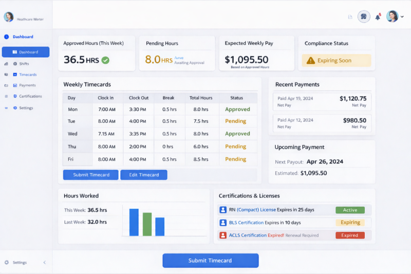 Healthcare Professional dashboard preview